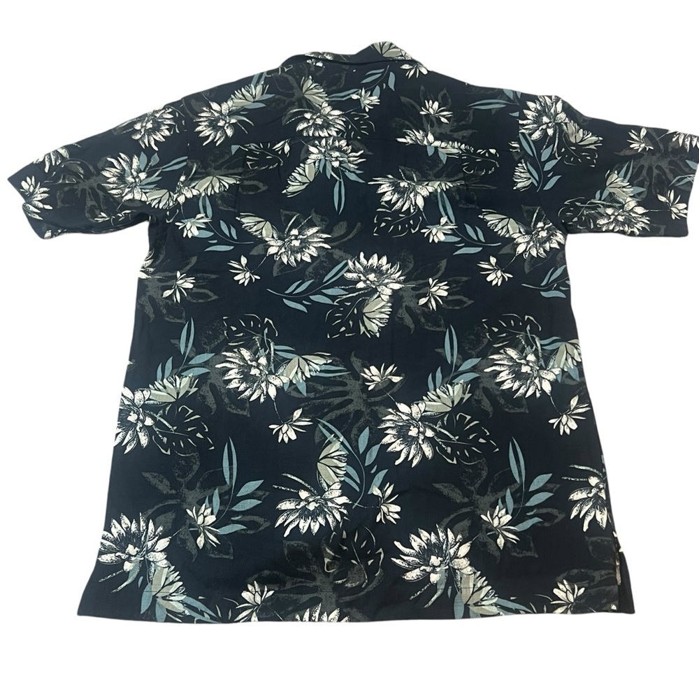 GEOFFREY BEENE Men's Floral Short Sleeve Silk Shirt - Black - Picture 2 of 6